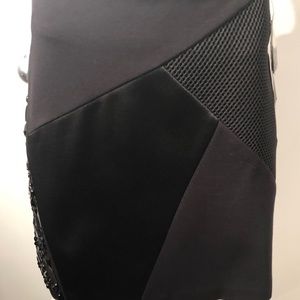 DKNY Black Beaded MultiMedia Mini Skirt